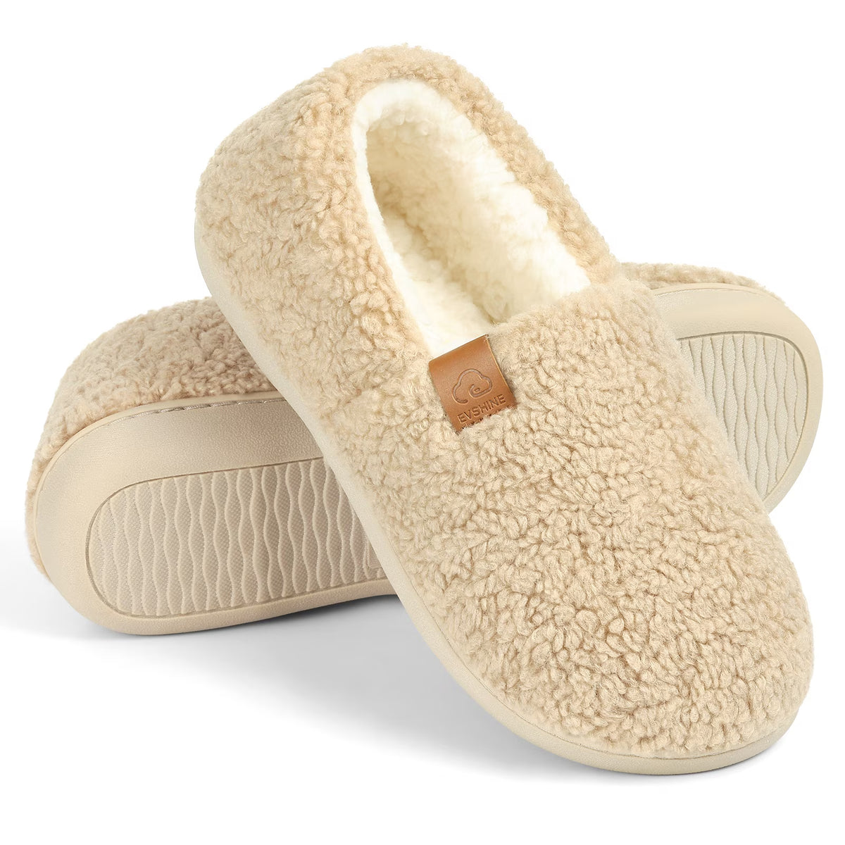 Litfun Women's Memory Foam Slippers for Women Soft Curly Comfy House Shoes Loafer Slippers with Fleece Lining