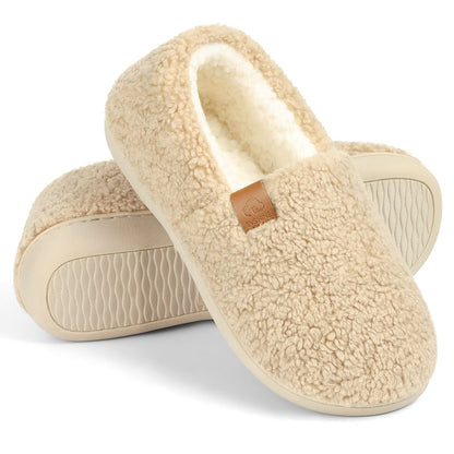 Litfun Women's Memory Foam Slippers for Women Soft Curly Comfy House Shoes Loafer Slippers with Fleece Lining