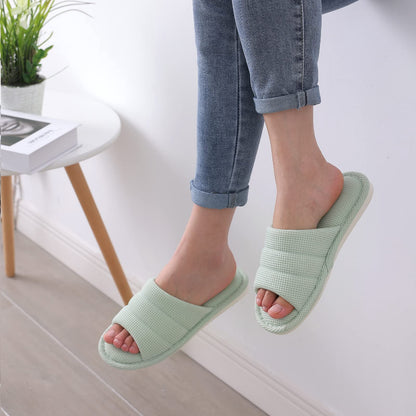 Smile Popcorn Summer House Slippers for Women Men Breathable Waffle Slide Slippers Slip-on Open Toe House Shoes