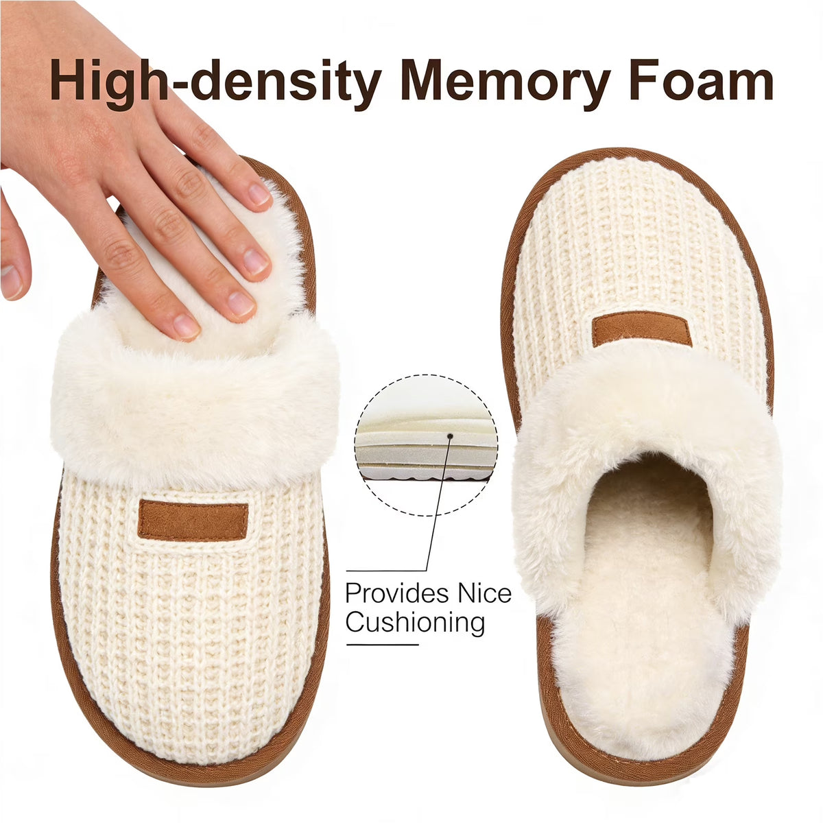Litfun Fuzzy Slippers for Women Memory Foam Slippers Winter House Shoes Indoor and Outdoor