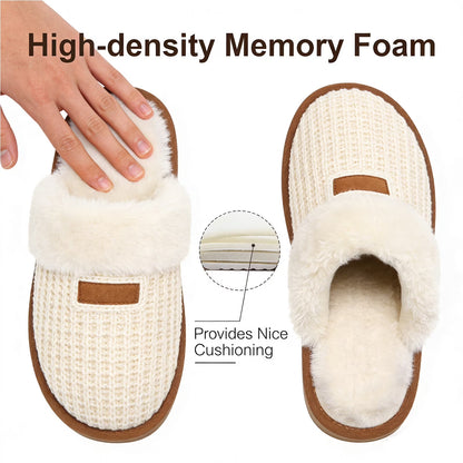 Litfun Fuzzy Slippers for Women Memory Foam Slippers Winter House Shoes Indoor and Outdoor