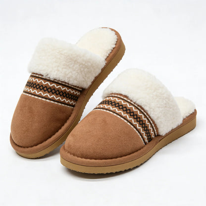 Litfun Women's Fuzzy Memory Foam Slippers Warm Comfy Winter House Shoes, Buckle Chestnut, Size 6