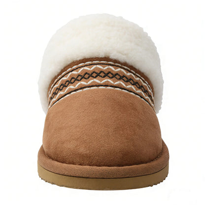 Litfun Women's Fuzzy Memory Foam Slippers Warm Comfy Winter House Shoes, Buckle Chestnut, Size 6