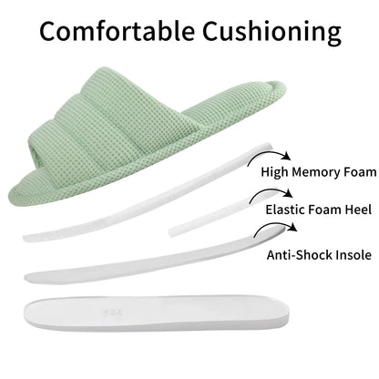 Smile Popcorn Summer House Slippers for Women Men Breathable Waffle Slide Slippers Slip-on Open Toe House Shoes