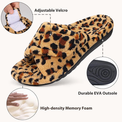 Smile Popcorn Orthopedic Slippers for Women Arch Support Slide Slippers Adjustable Open Toe House Shoes