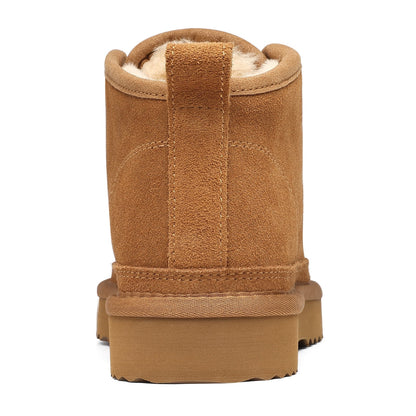Smile Popcorn Snow Boots for Women Winter Suede Boots Fur Lined Ankle Boots Warm Lace Up Booties