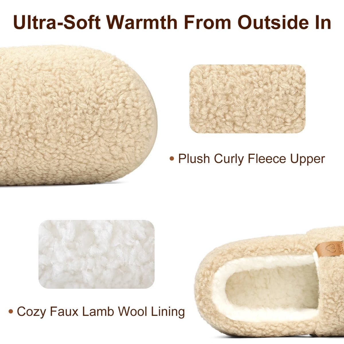 Litfun Women's Memory Foam Slippers for Women Soft Curly Comfy House Shoes Loafer Slippers with Fleece Lining