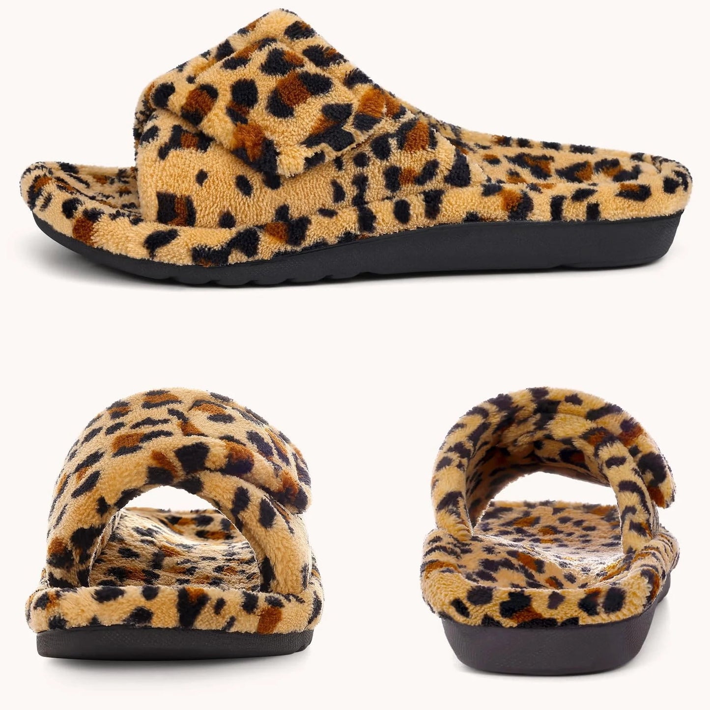 Smile Popcorn Orthopedic Slippers for Women Arch Support Slide Slippers Adjustable Open Toe House Shoes