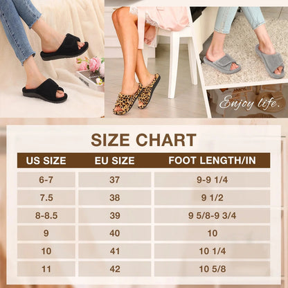 Smile Popcorn Orthopedic Slippers for Women Arch Support Slide Slippers Adjustable Open Toe House Shoes