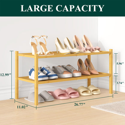decorUhome 3 Tier Bamboo Shoe Rack