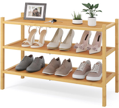 decorUhome 3 Tier Bamboo Shoe Rack