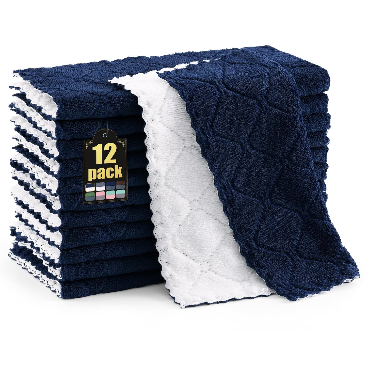 decorUhome 12 Pack Kitchen Dish Towels 10" x 10"