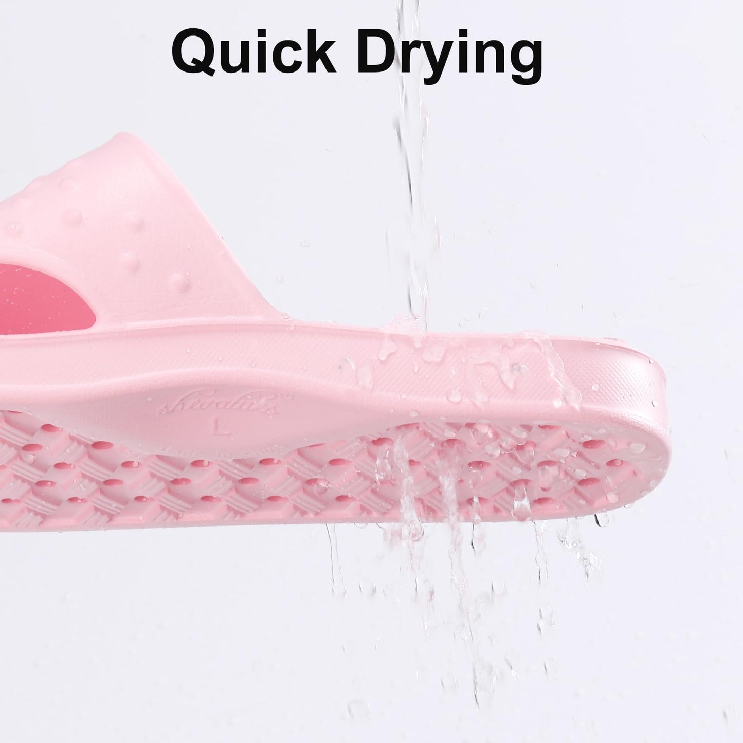 Comwarm Shower Shoes for Women Men, Quick Drying Lightweight Non Slip Pool Slides Slippers with Drain Holes