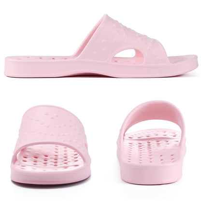 Comwarm Shower Shoes for Women Men, Quick Drying Lightweight Non Slip Pool Slides Slippers with Drain Holes