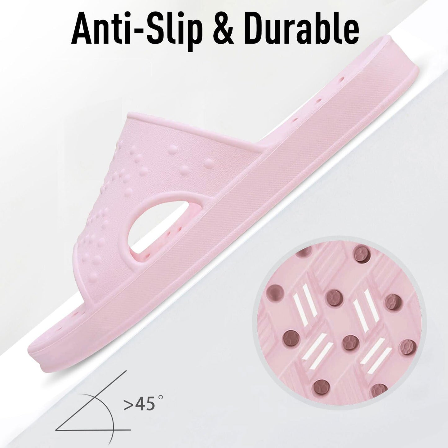 Comwarm Shower Shoes for Women Men, Quick Drying Lightweight Non Slip Pool Slides Slippers with Drain Holes