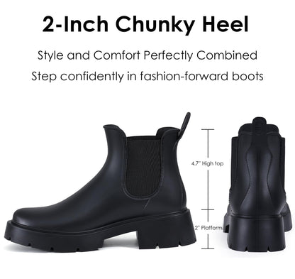 Comwarm Women's Ankle Rain Boots Waterproof Chelsea Boots