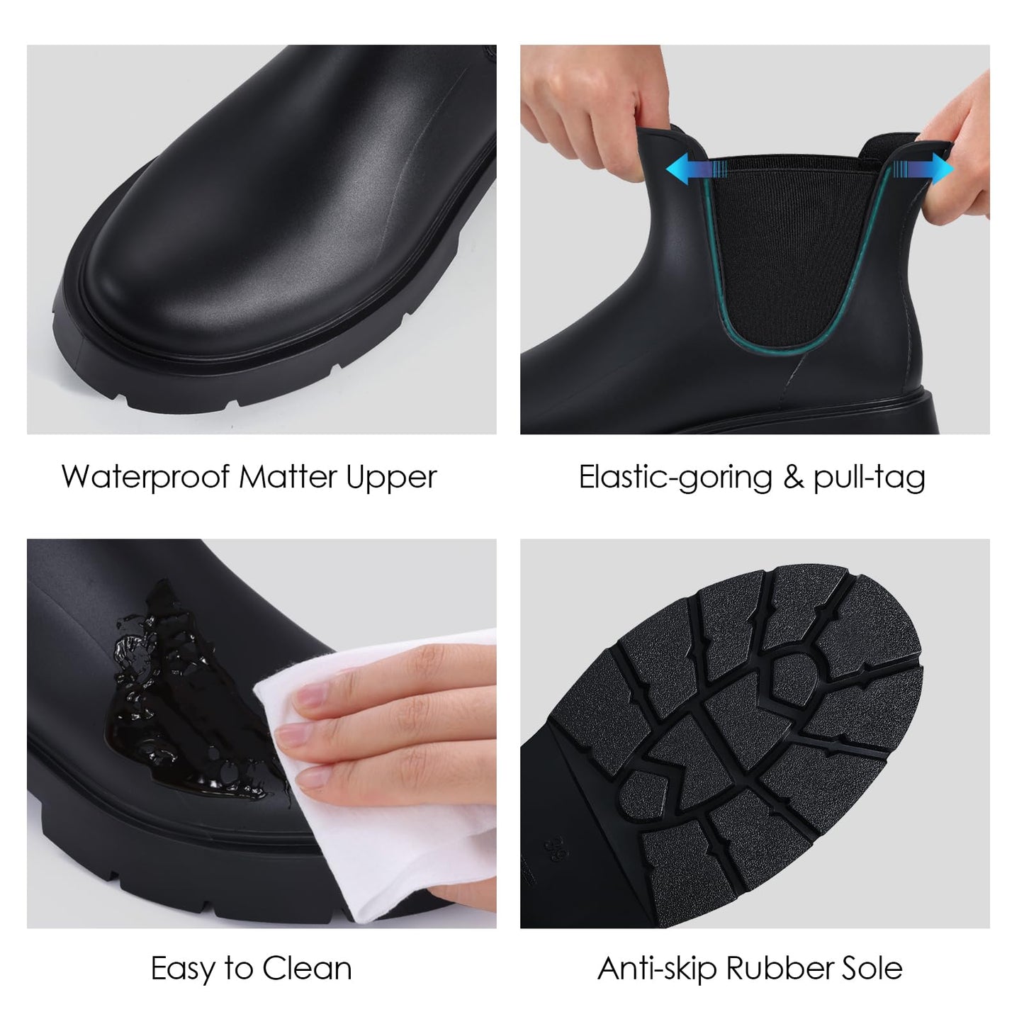 Comwarm Women's Ankle Rain Boots Waterproof Chelsea Boots