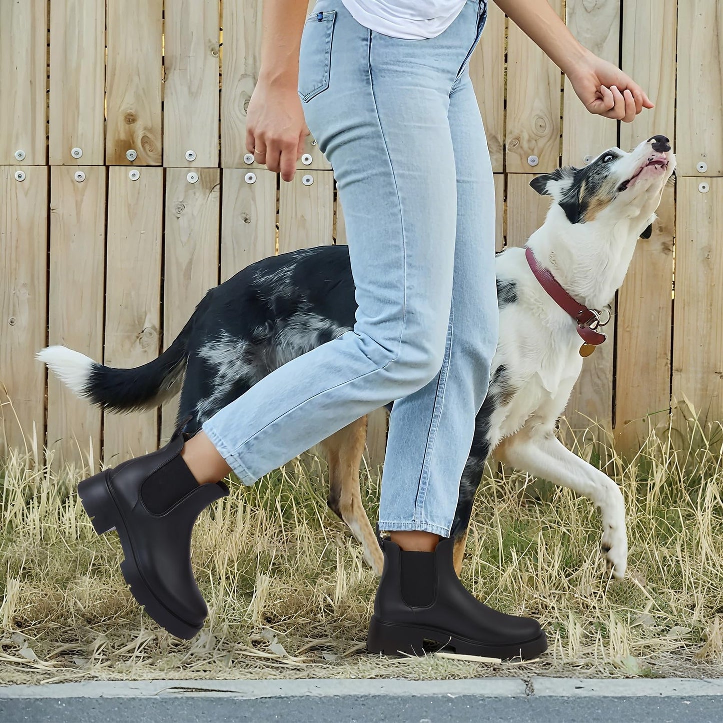 Comwarm Women's Ankle Rain Boots Waterproof Chelsea Boots