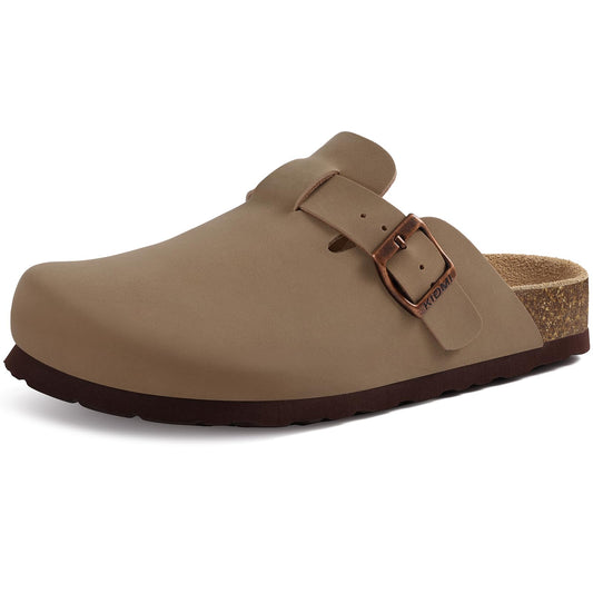 Crestar Genuine Suede Clogs for Women Men, Cork Footbed Leather Mules Potato Shoes Slip on with Arch Support