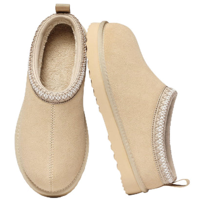 bebealy Genuine Suede Fuzzy Slippers for Women Winter Warm House Shoes