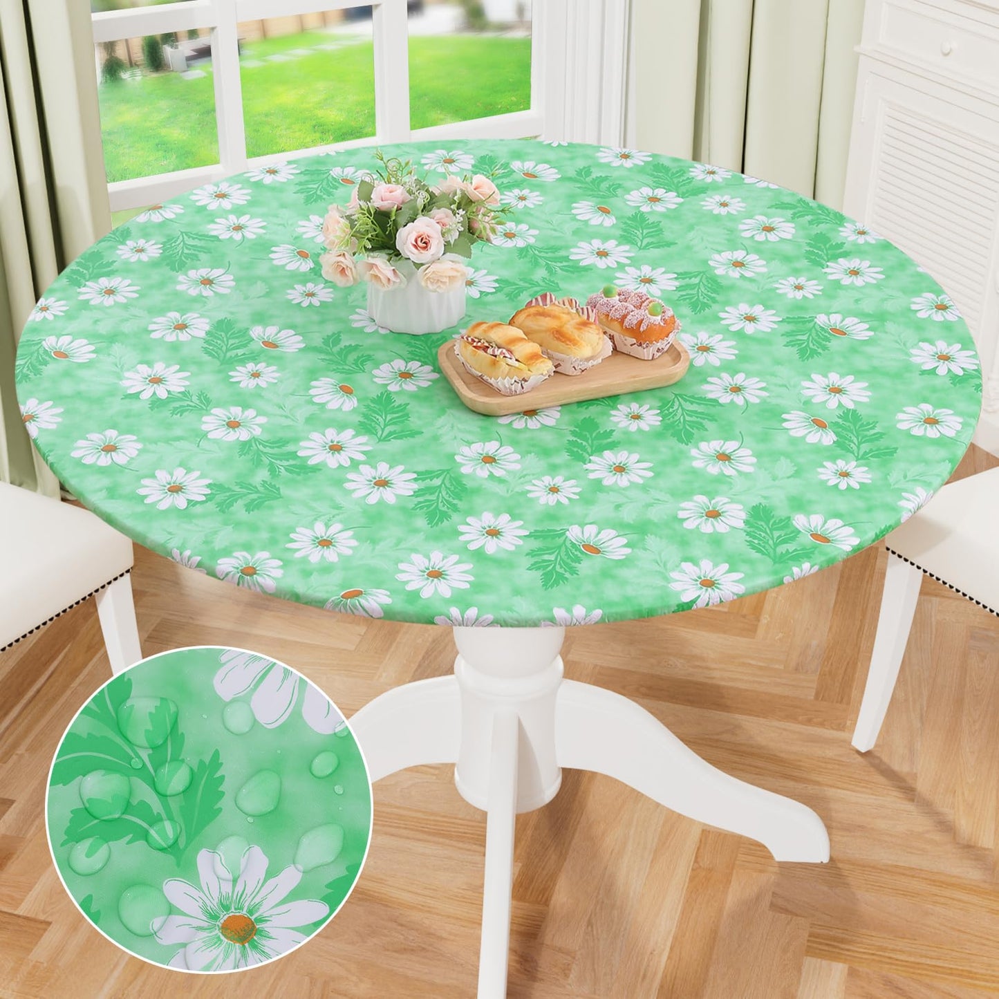 decorUhome Round Waterproof Fitted Tablecloth