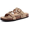 Litfun Women's Cork Footbed Sandals with Arch Support Slip-on Slide Sandals with Adjustable Buckles