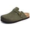 Litfun Suede Clogs for Women Cork Footbed Leather Sandals Arch Support Potato Shoes with Adjustable Buckle