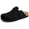 Litfun Suede Clogs for Women Cork Footbed Leather Sandals Arch Support Potato Shoes with Adjustable Buckle