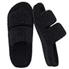 Litfun Fuzzy Slippers for Women with Arch Support Open Toe House Slippers Cozy Double Straps Bedroom Shoes