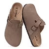 Litfun Suede Clogs for Women Cork Footbed Leather Sandals Arch Support Potato Shoes with Adjustable Buckle