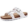 Litfun Women's Cork Footbed Sandals with Arch Support Slip-on Slide Sandals with Adjustable Buckles