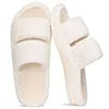 Litfun Fuzzy Slippers for Women with Arch Support Open Toe House Slippers Cozy Double Straps Bedroom Shoes