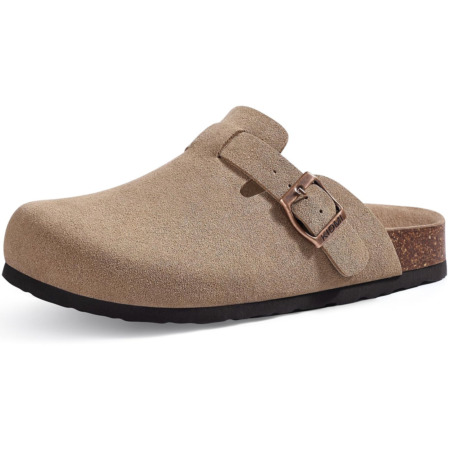 Comwarm Vegan Suede Clogs for Women Men, Arch Support Leather Mules Potato Sandals Shoes with Cork Footbed