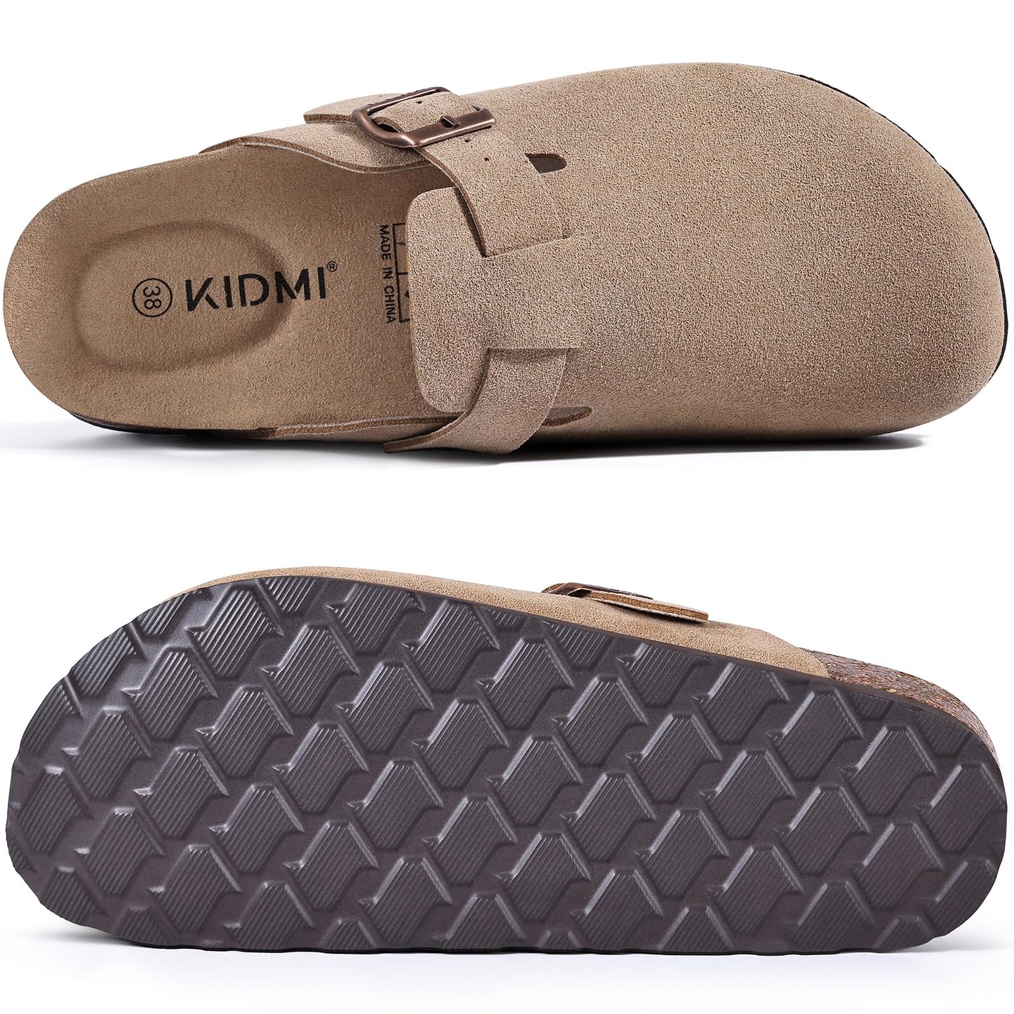 Comwarm Vegan Suede Clogs for Women Men, Arch Support Leather Mules Potato Sandals Shoes with Cork Footbed