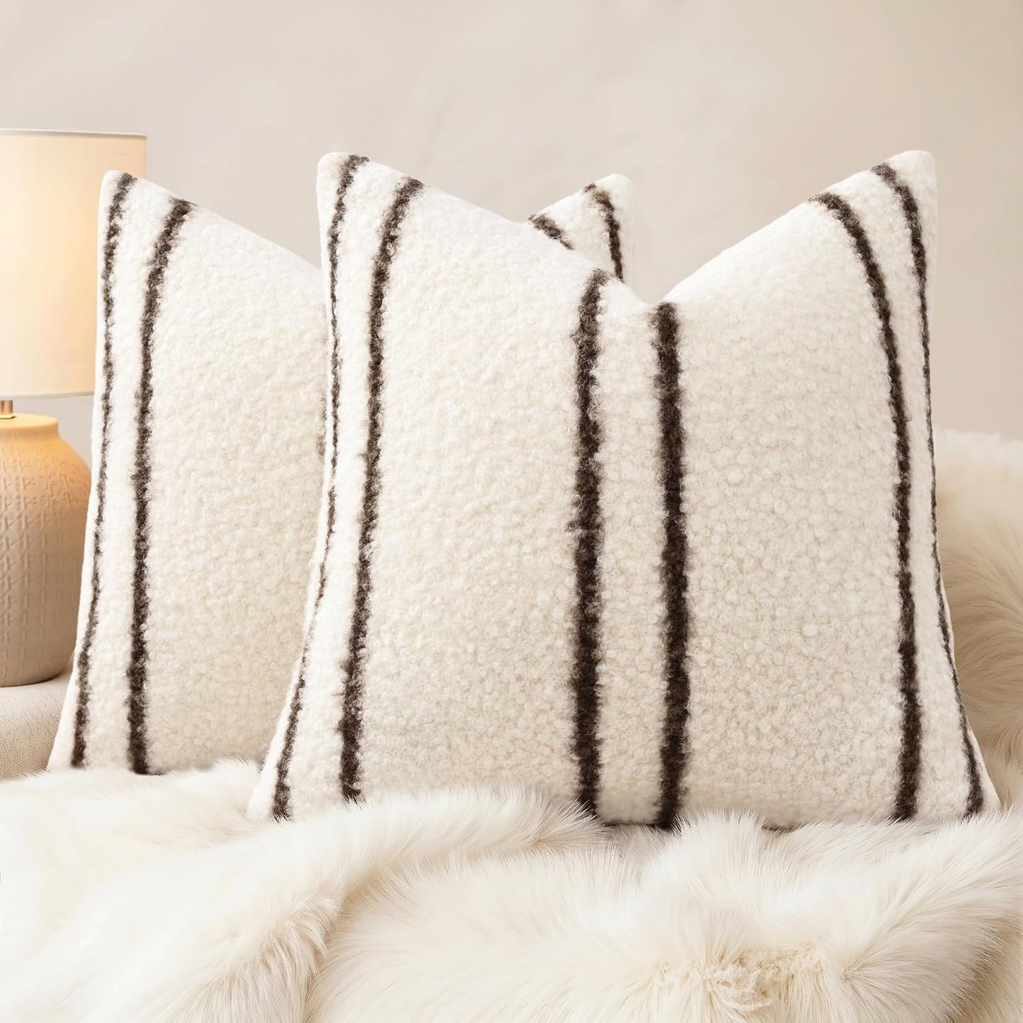 decorUhome 16x16 Inch Pack of 2 Boho Plaid Textured Pillow Covers