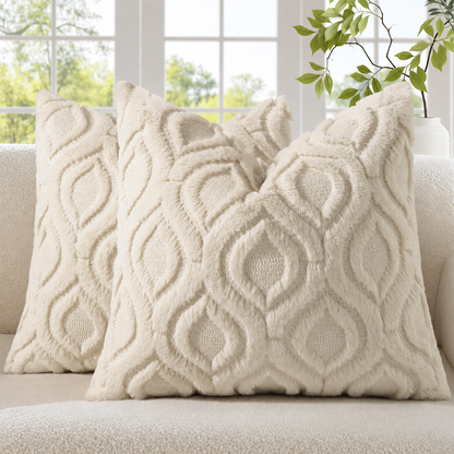 Smile Bee  Soft Plush Faux Wool Decorative Pillow Covers Set of 2