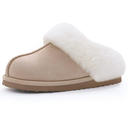 Litfun Fuzzy Memory Foam House Slippers for Women Fluffy Suede Slippers with Faux Fur