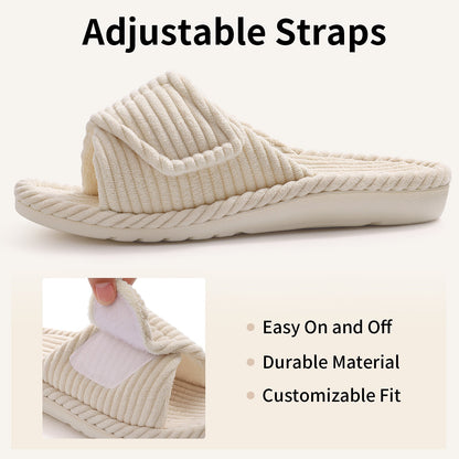 Litfun Orthotic Slippers for Women Adjustable Corduroy House Slippers Arch Support Slippers