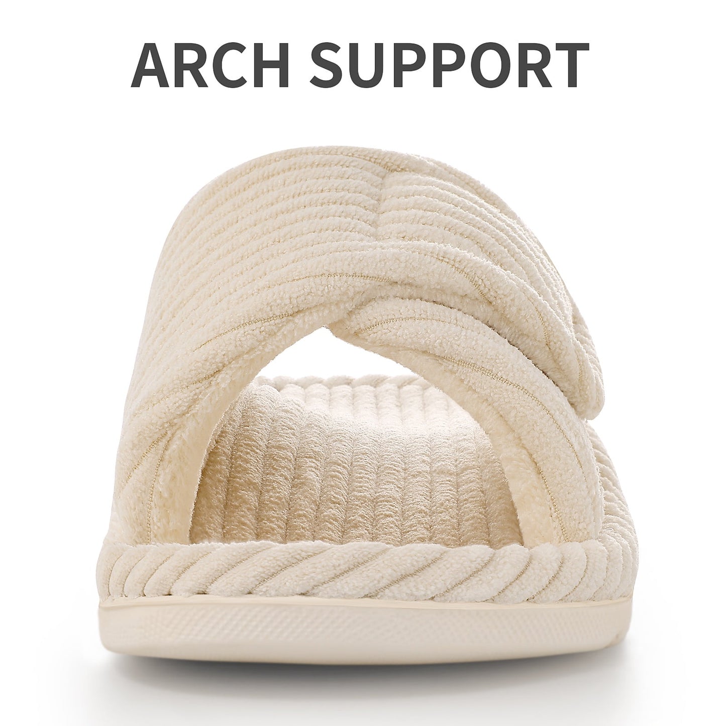 Litfun Orthotic Slippers for Women Adjustable Corduroy House Slippers Arch Support Slippers