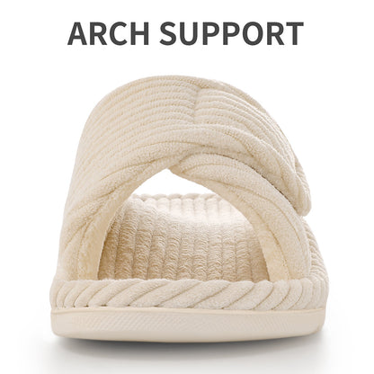 Litfun Orthotic Slippers for Women Adjustable Corduroy House Slippers Arch Support Slippers
