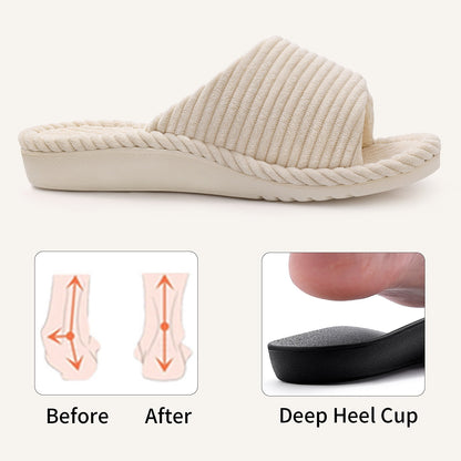 Litfun Orthotic Slippers for Women Adjustable Corduroy House Slippers Arch Support Slippers