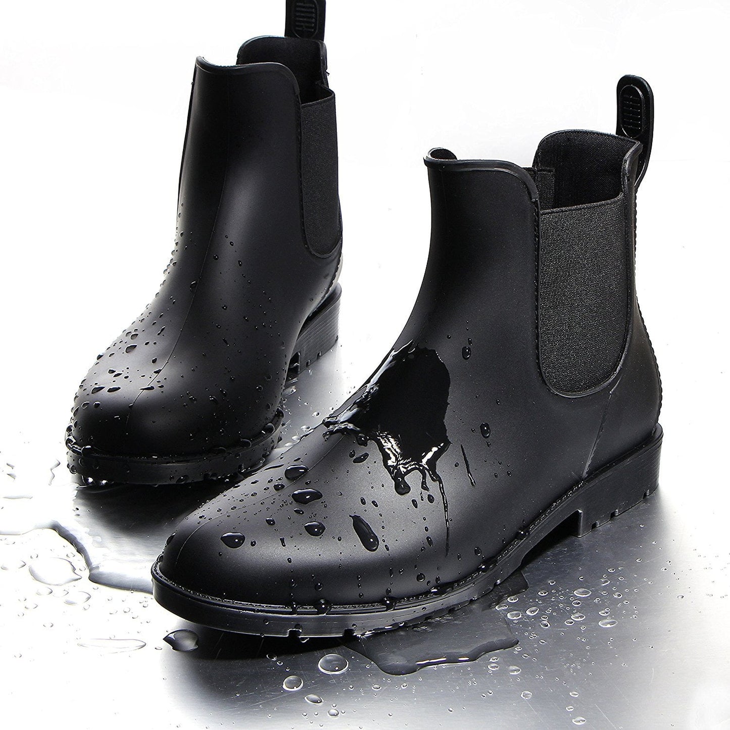 Litfun Women's Short Rain Boots  Rubber Ankle Chelsea Booties Rainboots for Women