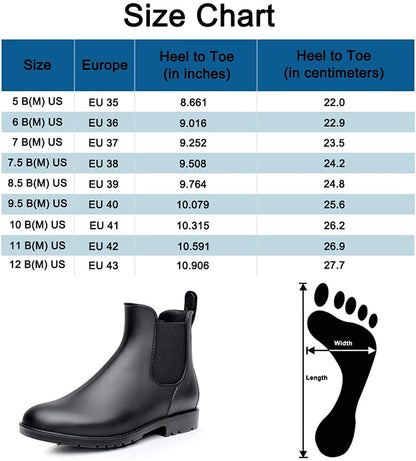 Litfun Women's Short Rain Boots  Rubber Ankle Chelsea Booties Rainboots for Women
