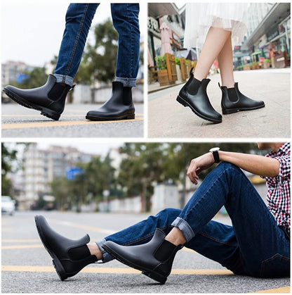Litfun Women's Short Rain Boots  Rubber Ankle Chelsea Booties Rainboots for Women