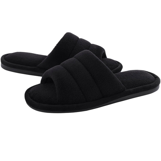 Litfun Open Toe Slippers for Women  Terry Cloth House Slippers Memory Foam Slide Slippers