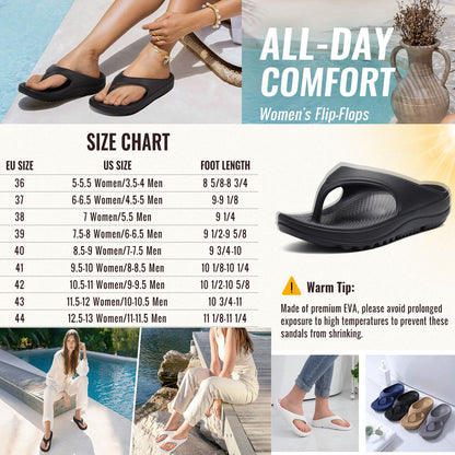 Litfun Orthotic Flip Flops for Women, Pillow Soft Recovery Thong Sandals Slippers