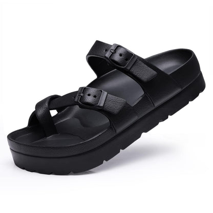 Litfun Slides for Women Thick Soles Slide Sandals with Arch Support Adjustable Buckle Platform Sandals