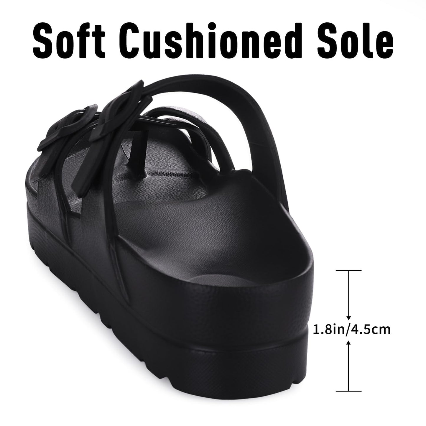 Litfun Slides for Women Thick Soles Slide Sandals with Arch Support Adjustable Buckle Platform Sandals