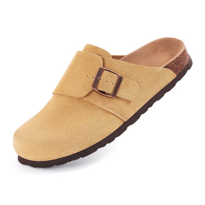 Litfun Suede Clogs for Women Cork Footbed Sandals Arch Support  Adjustable Buckle Shoes
