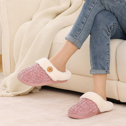 Litfun Fuzzy Slippers for Women Chenille Knit Fleece Slippers Memory Foam House Shoes